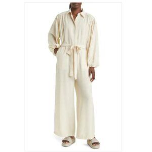 Topshop Wide Leg Long Sleeve Jumpsuit